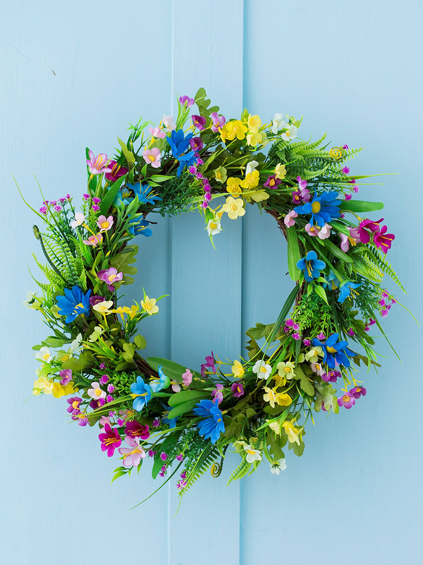 Artificial  Wreath Floral Wreath Spring and Summer Wreath for Front Door Window Home Decor and Festival Celebration