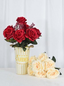 10 Branch 7 Heads Artificial Flowers Bouquet big Rose Wedding Home Office Decor-rose bouquet YA3017003